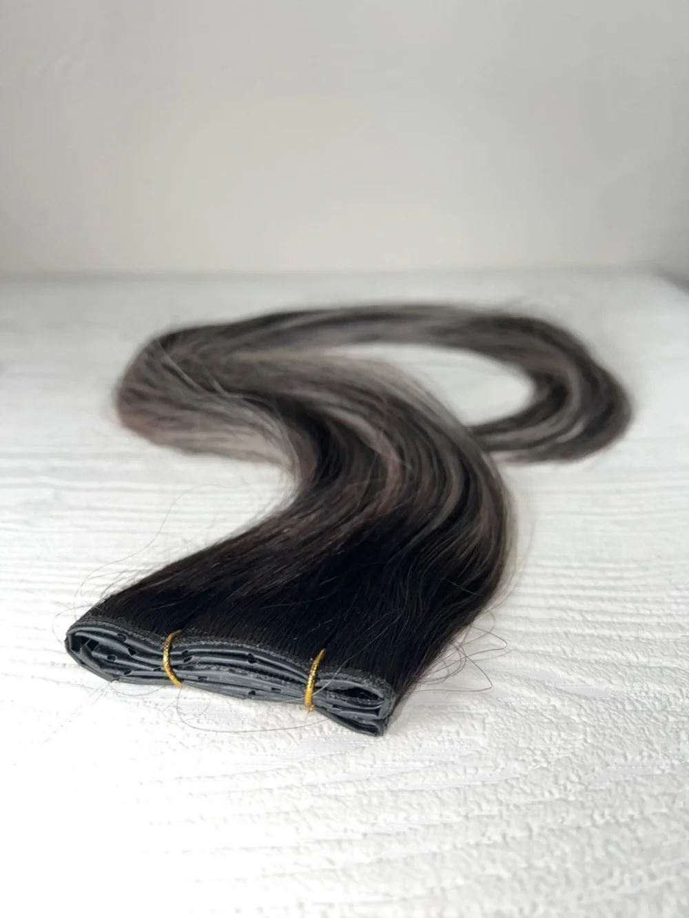 Natural Black Silver Highlight Human Hair 20” Butterfly Weft Hair Extensions